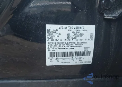 2023 Ford Explorer Xlt z USA, uszkodzony, nr VIN 1FMSK8DH4PGB33634